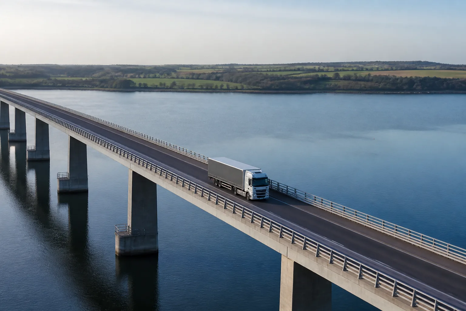 Lastbil på bro under godstransport